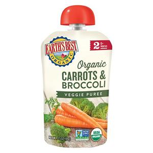 Earths Best Puree Pouch - Carrots & Broccoli