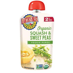 Earths Best Puree Pouch - Squash & Sweet Peas